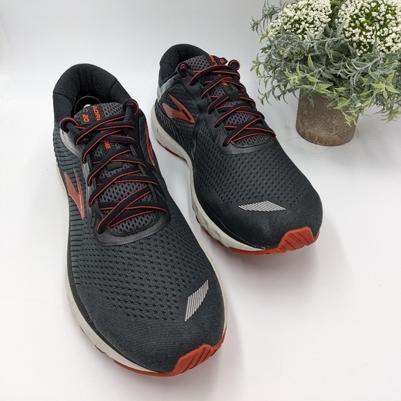 Brooks Adrenaline Gts 20 Mens Black Ebony Ketchup Size 12D pre owned - Picture 2 of 14